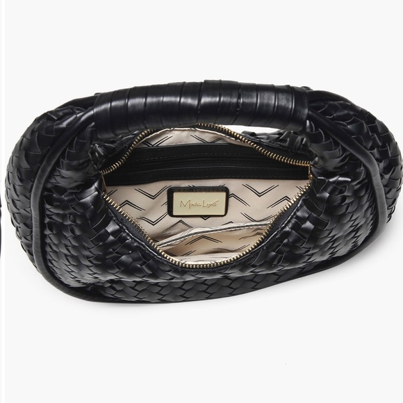 MODA LUXE-Woven Circle Shoulder bag-Black-NWT-Retail $100 - Picture 3 of 11
